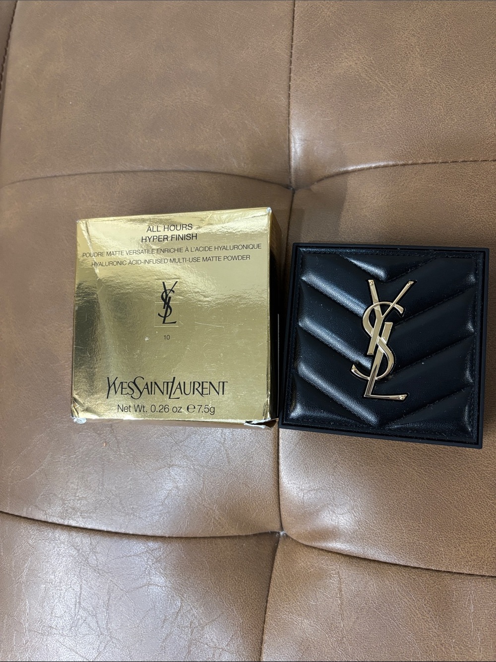 Yves Saint Laurent Black Quilted Leather ALL HOURS HYPER FINISH Compact #10